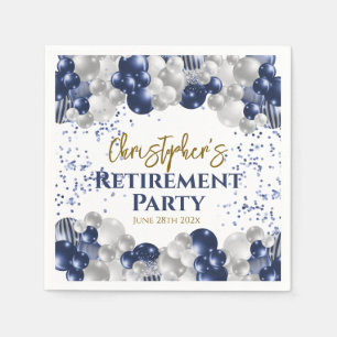 Retirement Party Navy Balloons Napkin