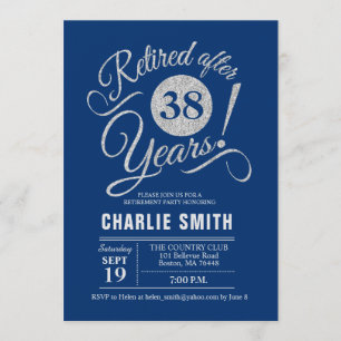 Retirement Party - Navy Blue Silver Invitation