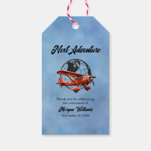 Retirement Party Next Adventure Travel Plane  Gift Tags