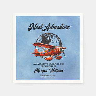 Retirement Party Next Adventure Travel Plane  Napkin