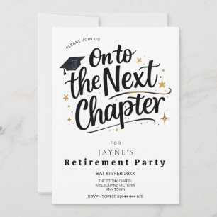 Retirement Party Next Chapter Black & White Invite
