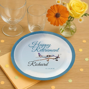 Retirement Party Paper Plate with Airplane 2