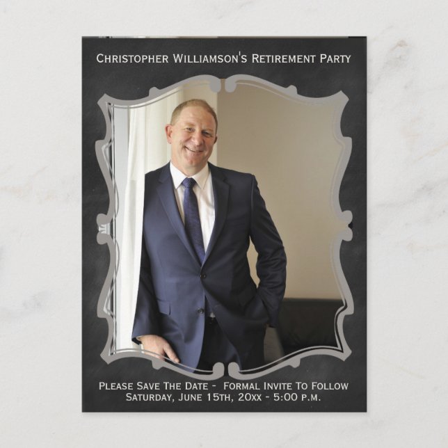 Retirement Party Photo Card Save The Date Vintage (Front)