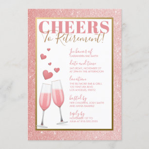 RETIREMENT PARTY   PINK CHAMPAGNE INVITATION