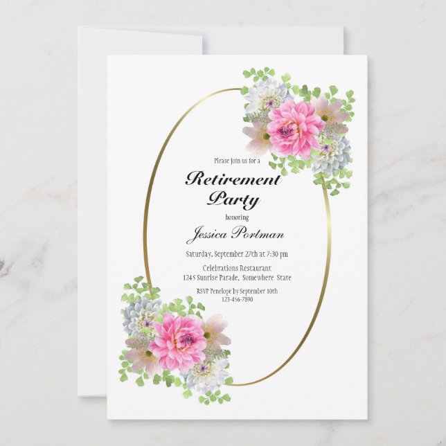 Retirement Party Pink Gold Invitation (Front)