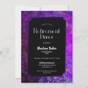 Retirement Party Purple and Black Dinner Invitation