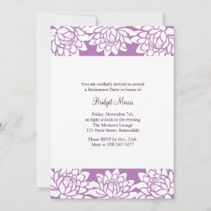 Retirement Party Purple Modern and Floral Invite