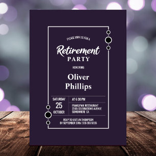 Retirement Party Purple with White Frame Party Invitation