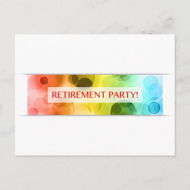 retirement party (rainbow bokeh) invitation postcard (Front)