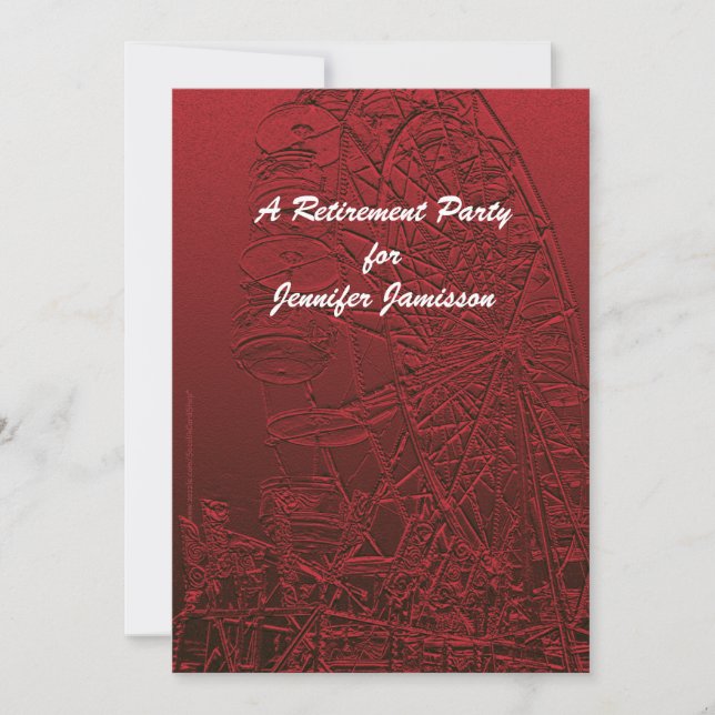 Retirement Party Red Ferris Wheel Personalise Name Invitation (Front)