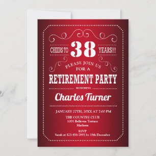 Retirement Party - Red White Invitation