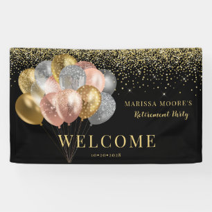 Retirement Party Rose Gold Silver Black  Banner
