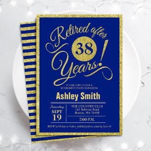 Retirement Party - Royal Blue Gold Invitation