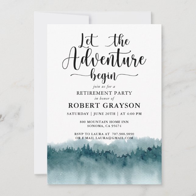 Retirement Party Rustic Forest Mountains  Invitation (Front)