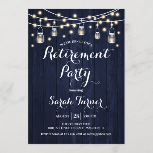 Retirement Party - Rustic Navy Wood Invitation