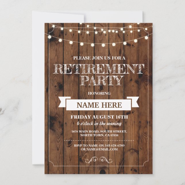 Retirement Party Rustic Retired Wood Invitation (Front)