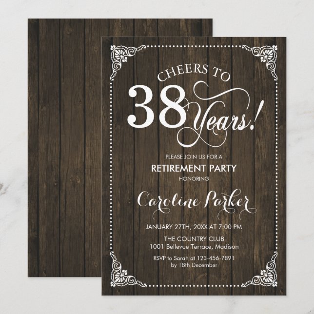 Retirement Party - Rustic Wood Invitation (Front/Back)