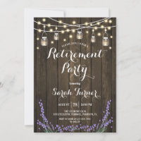 Retirement Party - Rustic Wood, Lavender, Lights