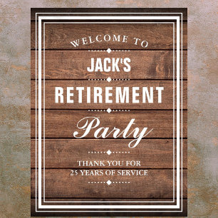 Retirement Party Rustic Wood Welcome Sign