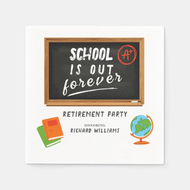 Retirement Party School Teacher Blackboard Napkin (Front)