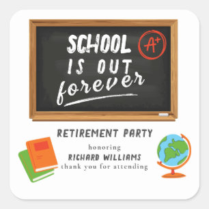Retirement Party School Teacher Blackboard Square Sticker