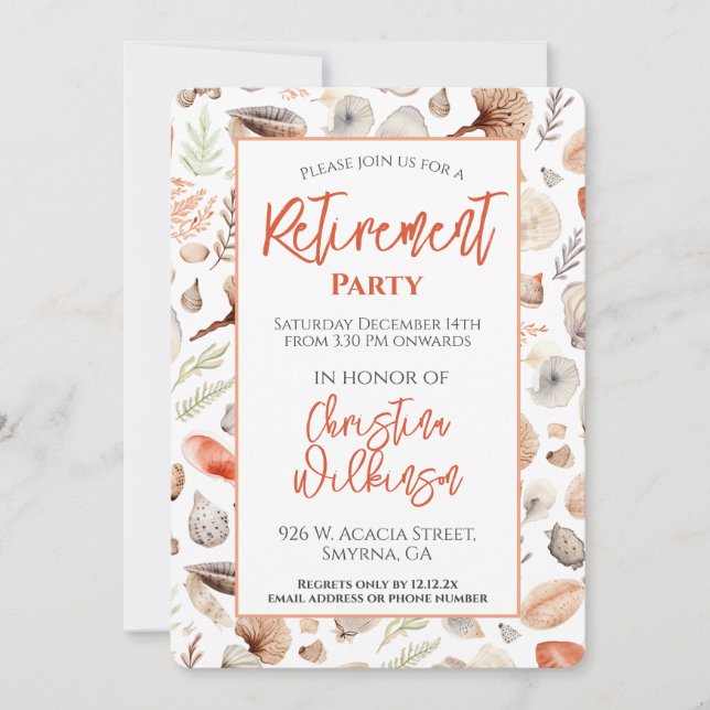 Retirement Party Seashell Beach Summer Invitation (Front)