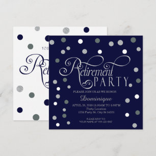 Retirement Party, Silver and Navy Invitations