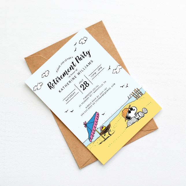 Retirement Party | Snoopy & Woodstock on the Beach Invitation (Creator Uploaded)