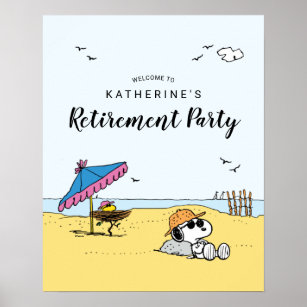Retirement Party   Snoopy & Woodstock on the Beach Poster