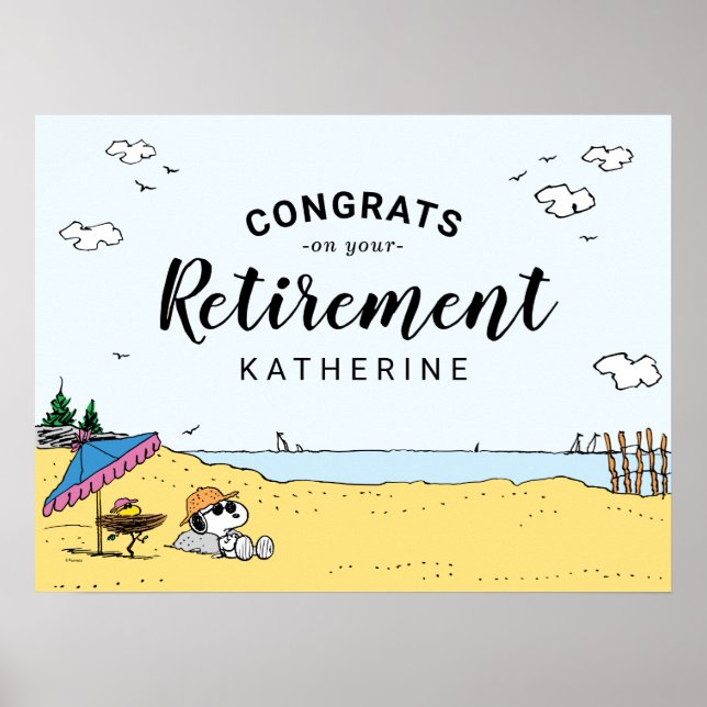 Retirement Party | Snoopy & Woodstock on the Beach Poster (Front)