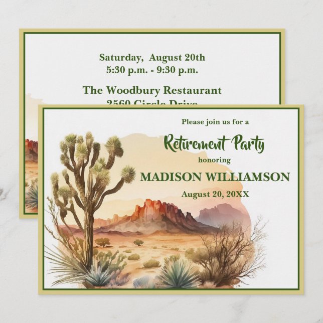 Retirement Party Southwest Watercolor Scene Announcement (Front/Back)