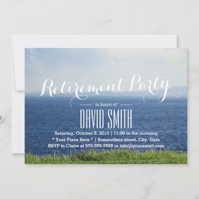 Retirement Party Summer Blue Sea Beach Invitation (Front)