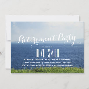 Retirement Party Summer Blue Sea Beach Invitation