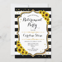 Retirement Party - Sunflowers Black White Stripes