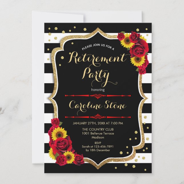 Retirement Party - Sunflowers Roses Invitation (Front)