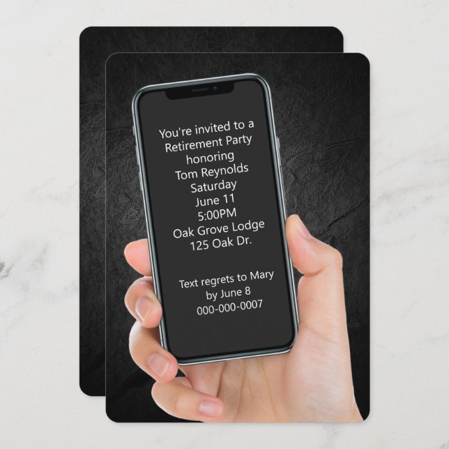 Retirement Party Text Message   Invitation (Front/Back)