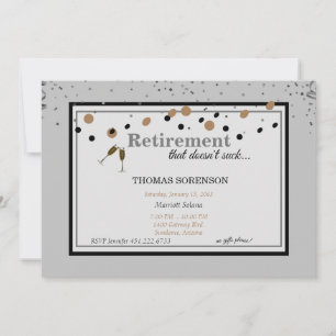 Retirement Party "that doesn't suck" Grey Invitation
