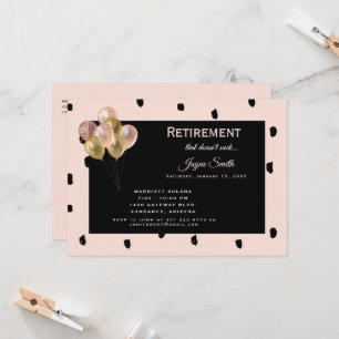 Retirement Party "that doesn't suck" Pink & Black Invitation