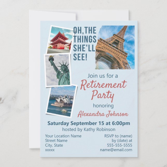 Retirement Party Travel Themed Invitation (Front)