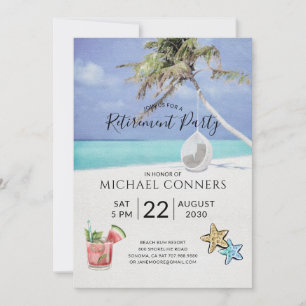 Retirement Party Tropical Beach Invitation