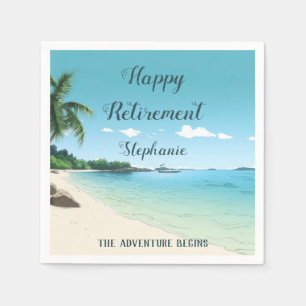 Retirement Party Tropical Beach Palm Trees Napkin