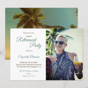 Retirement Party Tropical Palm Leopard Photo Invitation