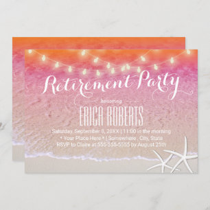 Retirement Party Tropical Sunset Beach Starfish Invitation