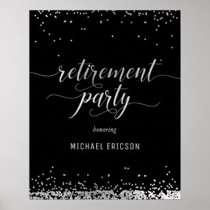Retirement Party Value Poster Elegant Silver, Blac