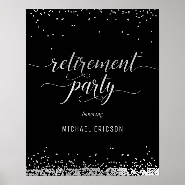 Retirement Party Value Poster Elegant Silver, Blac (Front)
