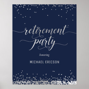 Retirement Party Value Poster Elegant Silver, Navy