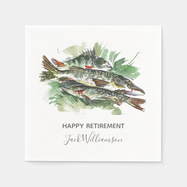 Retirement Party  | Watercolor Fish Napkin (Front)