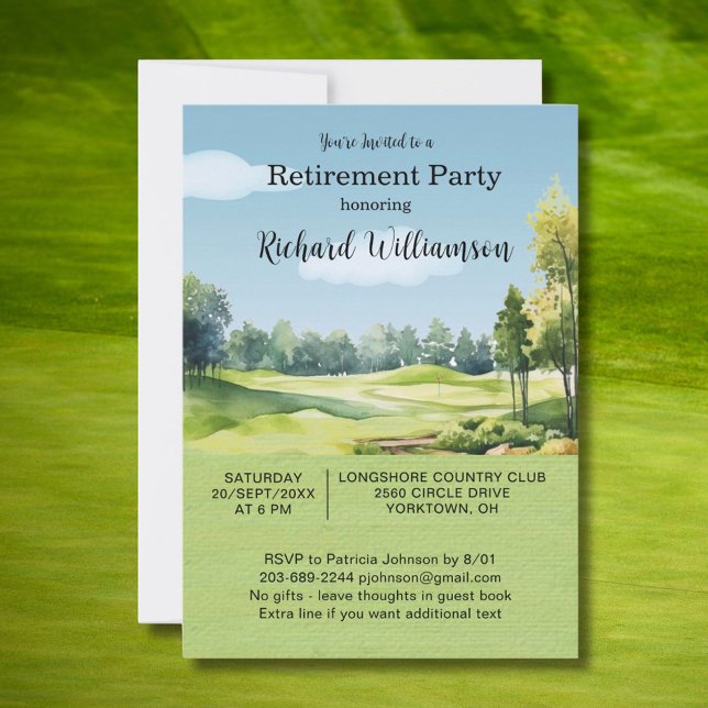 Retirement Party Watercolor Golf Theme Invitation (Creator Uploaded)