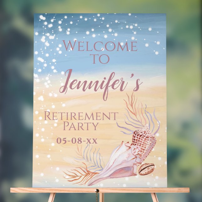 Retirement Party Welcome Beach Coast Acrylic Sign (Neutral)