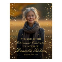 Retirement party welcome sign with photo